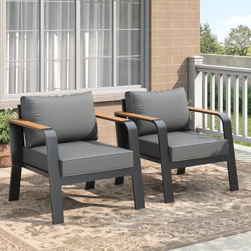 Garvee Aluminum Outdoor Patio Furniture 2 Pcs Single Sofa Armchair