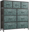 WLIVE Tall Dresser for Bedroom, 9 Drawer Chest of Drawers, Vintage Green