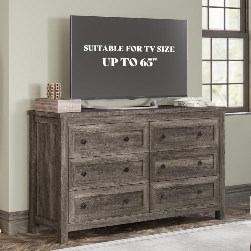 AMERLIFE 5-Piece Farmhouse Bedroom Set, Full Bed Frame & Dresser, Grey