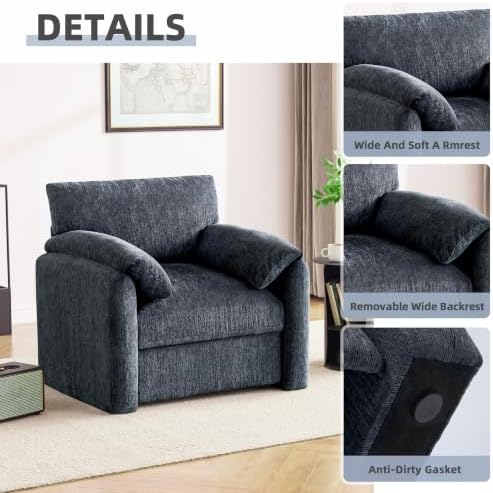 Howjoe Accent Chair for Living Room, Oversized Reading Armchair, Blue