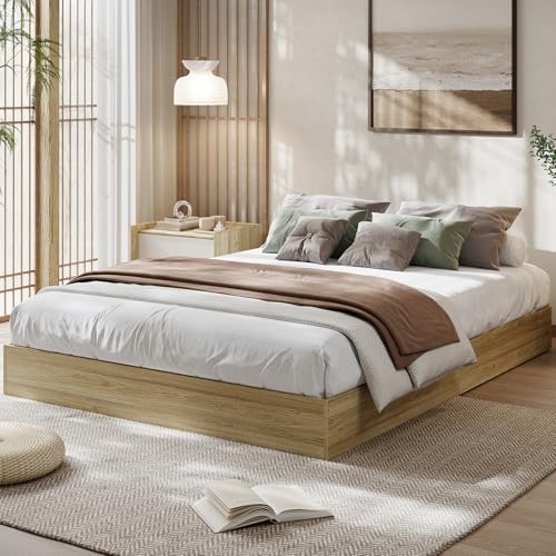 GarveeHome Wood Platform Bed Frame, Queen Bed Frame Without Headboard
