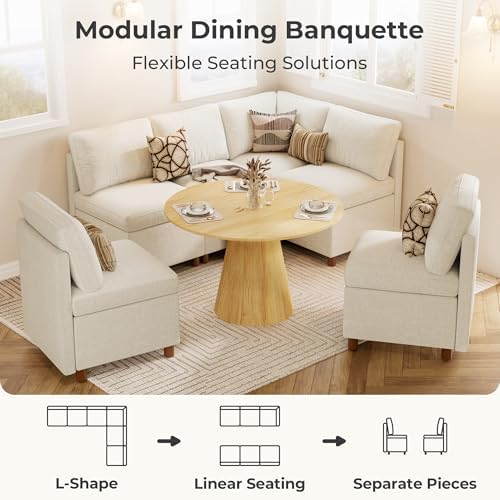 SITJOY Breakfast Nook Bench with Storage, Beige, 6 Seat (1 Corner)