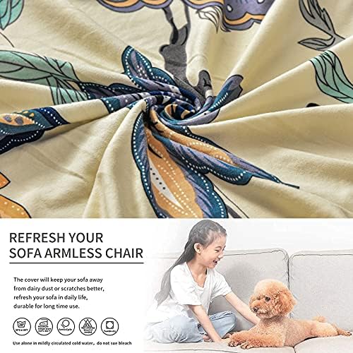 Eco-Ancheng Armless Chair Slipcover Removable Armless Accent Chairs Covers Washable Armless Slipper Chair Slipcover Printed Armless Chair Furniture Protector Covers for Living Dining Room Hotel