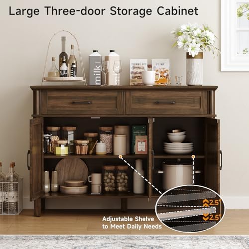 ONBRILL 48 Inch Buffet Cabinet with Storage, Walnut