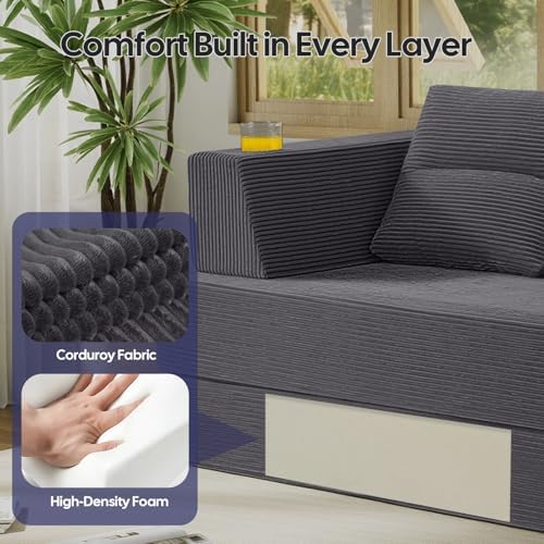 COMAX Futon Sofa Bed, Convertible Sofa Bed, Folding Boneless Couches