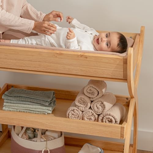 Comfy Cubs Baby Changing Table - Baby Change Table, Natural Wood