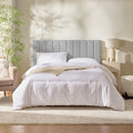 Nestl Upholstered Full Headboard - Easy Assemble Channel Stitched Headboard Full Size - Wall Mounted Headboards with 3D Soundproof Wall Panels Peel & Stick Floating Headboards, Silver