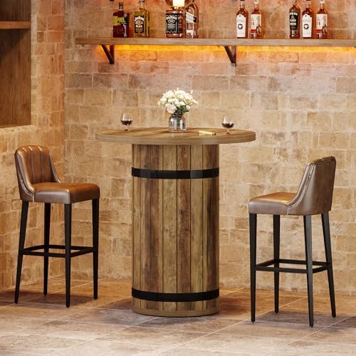 Tribesigns Round Bar Table, 39.4-Inch Bar Height, Bistro Pub Table