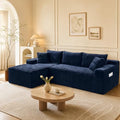 95" L-Shaped Left Facing Cloud Sectional Couch for Living Room, Modular Compressed Boneless Sectional Sofa Corduroy Boneless Corner Foam Sofa W/Chaise Lounge and Pillows
