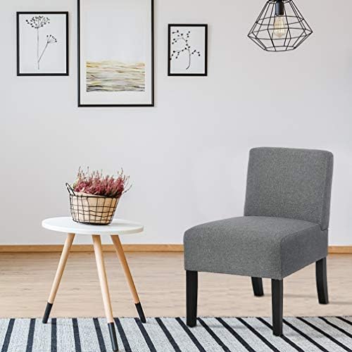 BestMassage Dining Chairs Accent Chair Armless Chair with Solid Wood Legs Home Furniture for Set of 2 Urban Style Modern Elegant Design Fabric Living Room Chairs,Grey