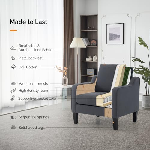 VINGLI Accent Chairs Set of 2, Modern Traditional Armchair for Living Room