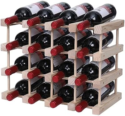 Wooden Stackable Storage Modular Small countertop Wine Rack Cabinet,Freestanding for Floor Wood Wine Bottle Shelf (16bottle)