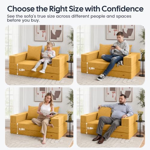 COMAX Boneless Futon Sofa Bed, 59" Small Low-Profile Floor Couch