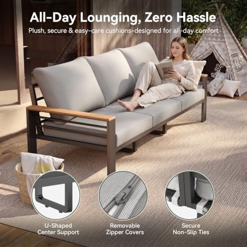 Aoxun Patio Furniture Set, Aluminum Outdoor Furniture with Fire Pit Table