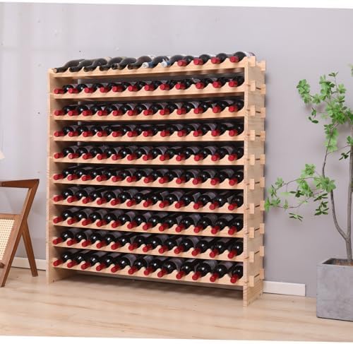 Wine Rack freestanding Floor Cabinet 144bottle Wood Stackable Storage Modular Wine Holder Display Shelves ﻿