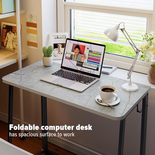 WOHOMO Folding Desk, 31.5" Foldable Computer Table for Small Spaces, Grey