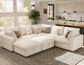 Ihanherry Oversized Cloud Sectional Couches for Living Room, Modular Sectional Sofa with Wide Deep Seat, Coner Couch with Throw Pillow and Storage Ottoman, Beige