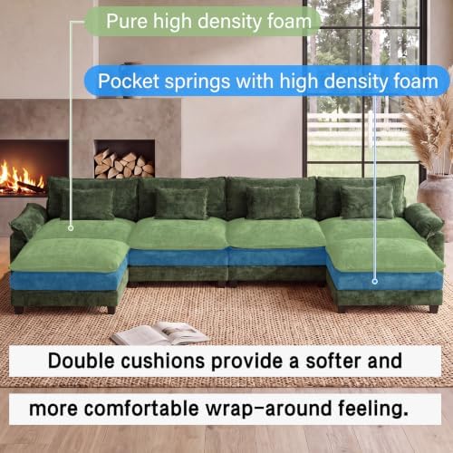 Oprisen 154" Modular Sectional Sofa, Comfy Deep Cloud Couch with Ottoman
