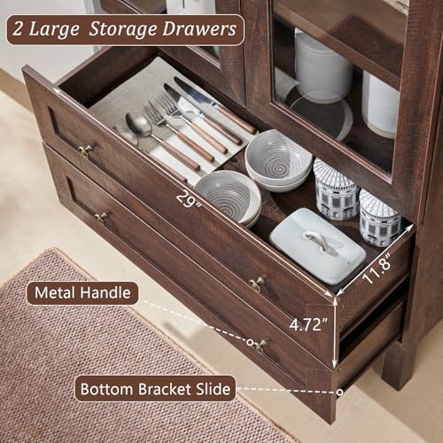 IFGET 71" Tall Arched Kitchen Pantry, Kitchens Storage Cabinets, Brown