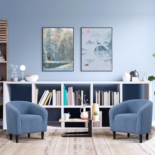 Yaheetech Compact Sherpa Accent Chairs Set of 2 for Small Spaces, Blue