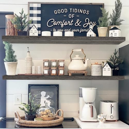 QEEIG Extra Long Floating Shelves for Wall (Grey, Set of 2, 47.2")