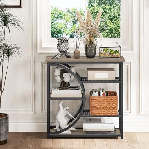 Snughome Entryway Table, Narrow Console Table, Industrial Sofa Table with 5 Tier Storage Shelves, Entrance Table for Hallway, Behind The Couch, Living Room, Foyer, Grey