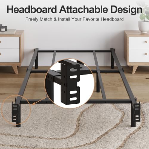 Full Size 7 Inch Low Profile Metal Platform Bed Frames, Adjustable Length