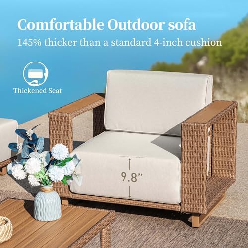 SUNSHINE VALLEY U-Shape Patio Sectional Furniture Set, 6 Seats