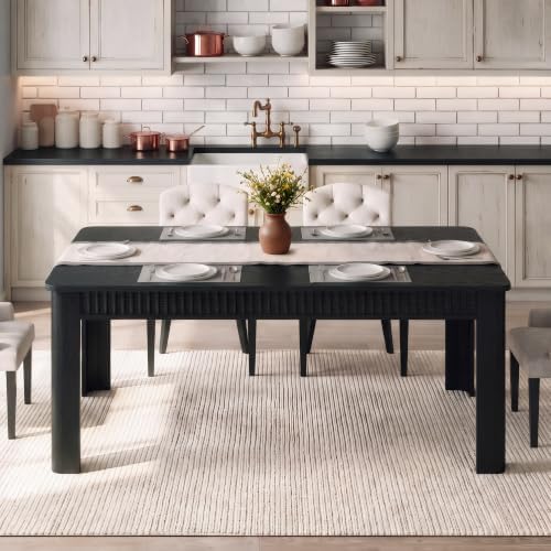 MapleGrace 63" Rectangle Dining Table for 4-6, Wooden Kitchen Table, Black