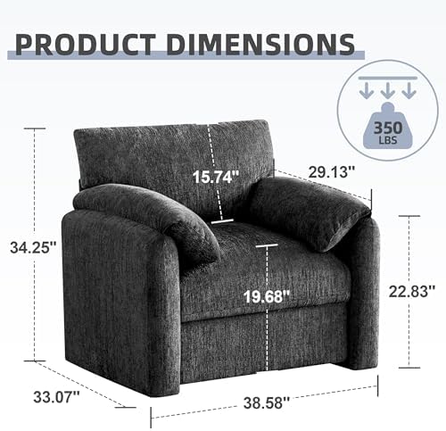 Howjoe Accent Chair for Living Room, Oversized Reading Armchair, Gray