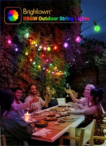 Brightown Outdoor String Lights 58 Feet G40 LED Patio Lights, RGB, Remote