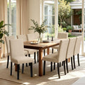 HOMYZOO Dining Chairs Set of 8, Upholstered Dining Room Chairs with Padded Seat & Solid Wood Legs, Modern Farmhouse Kitchen Chairs for Living Room/Restaurant/Cafe, Oatmeal