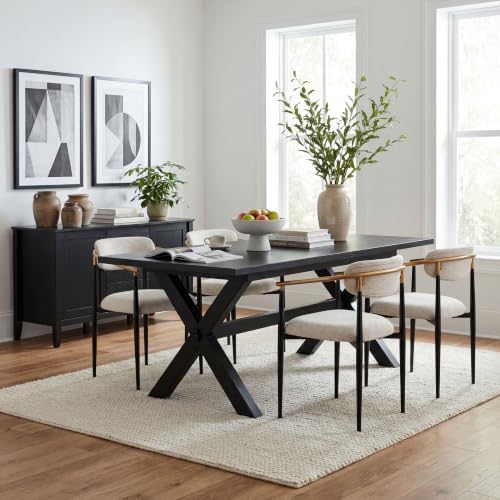 COLAMY Mid Century Modern Dining Chairs Set of 4, Upholstered Kitchen Room Chairs with 3" High-Resilience Cushion, Sturdy Metal Legs and Ergonomic Curved Backrest for Home Office, Camel