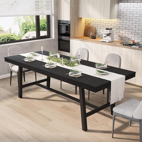Garvee 63-83" Expandable Dining Table, Large Kitchen Table, Black