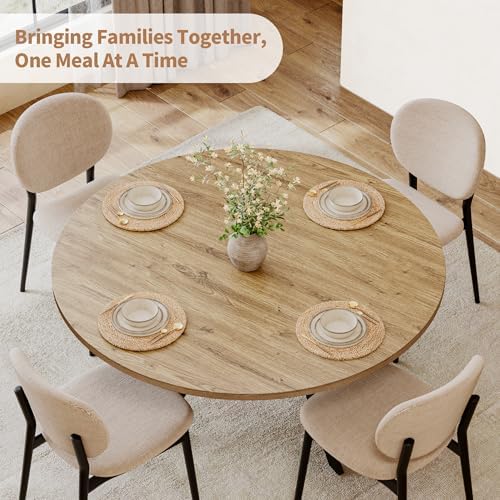 42'' Round Dining Table for 2-4, Farmhouse Round Kitchen Table with Storage