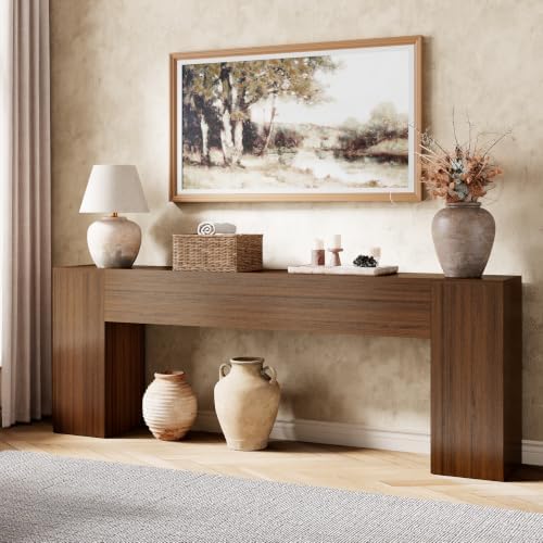Epecoya 86-Inch Console Table Behind Couch Mid Century, Walnut Brown