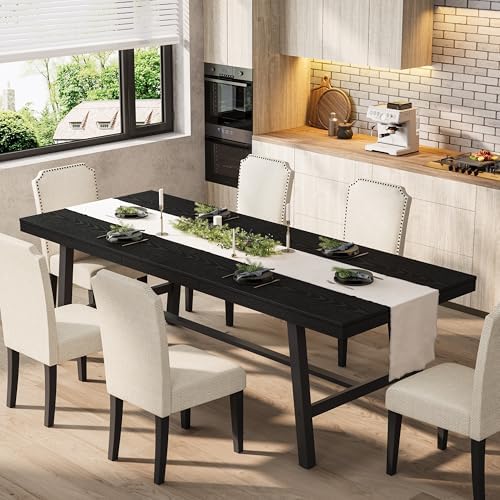 Garvee 87" 10 Person Dining Table, Industrial Kitchen Table, Black