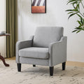 VINGLI Accent Chair, Linen Upholstered Grey Armchair for Living Room