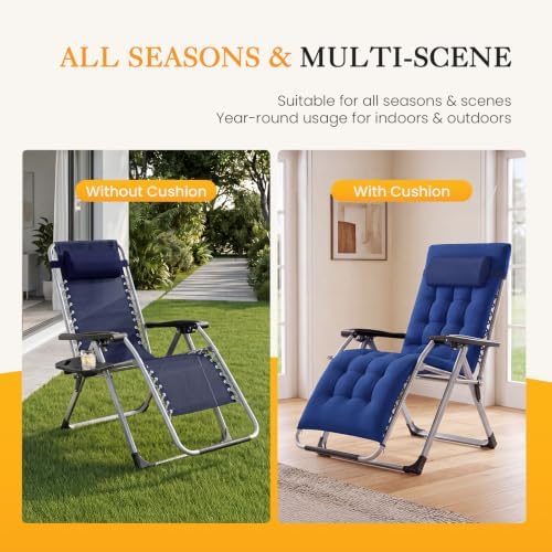 NEWBULIG Zero Gravity Chair, Folding Patio Recliner with Cup Holder Trays