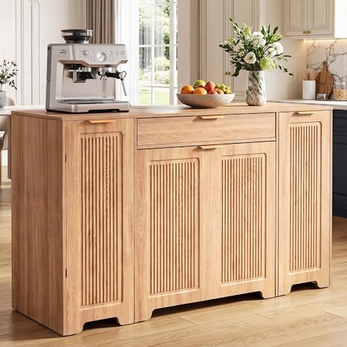 YITAHOME Expandable Kitchen Island with Hidden Trash Cabinet