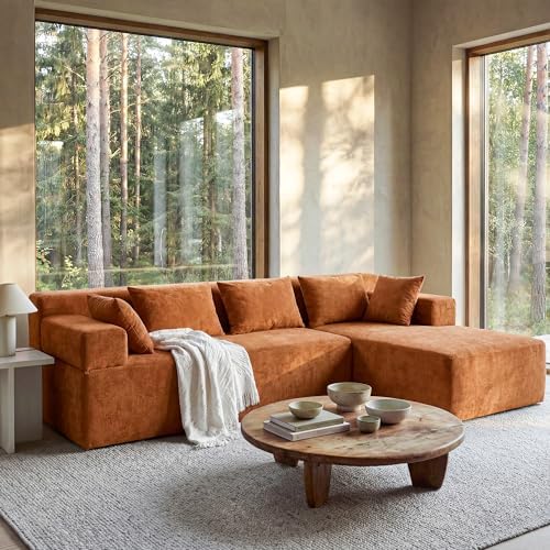 MONVANE 106" L-Shaped Modular Sectional Sofa, Orange