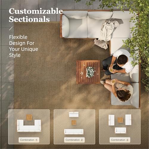HERA'S HOUSE 5-Piece Wicker Rattan Patio Sectional Set, 6-Seat