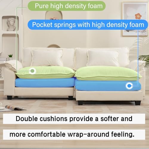 Oprisen 86" Modular Sectional Sofa, Comfy Deep Cloud Couch with Ottoman
