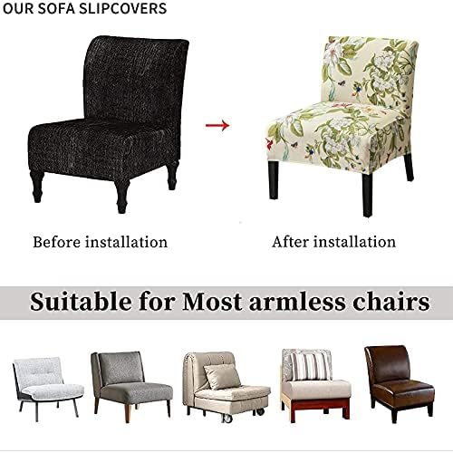 Eco-Ancheng Armless Chair Slipcover - Removable, Washable, Printed Covers for Living & Dining Room