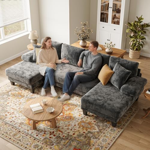 Txtin's Sleeper Sofa with Pull Out Bed 112 Inch U Shaped Sectional Couch