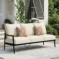 NATURAL EXPRESSIONS 3-Seat Patio Sofa, Wicker Back, Woodgrain Armrest