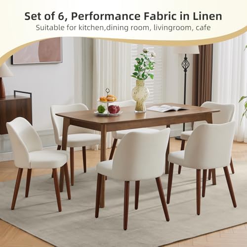 GarveeHome Wooden Dining Chair Set of 4 Upholstered Fabric Dining Chair