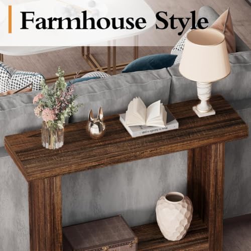 LIFECHOVY Farmhouse Wood Entryway Table Narrow Console Tables with Storage
