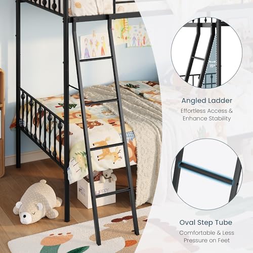SHA CERLIN Convertible Twin Over Twin Bunk Bed,CPC Certified,Black