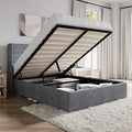 SHA CERLIN Full Size Lift Up Hydraulic Storage Bed Frame Blue Grey